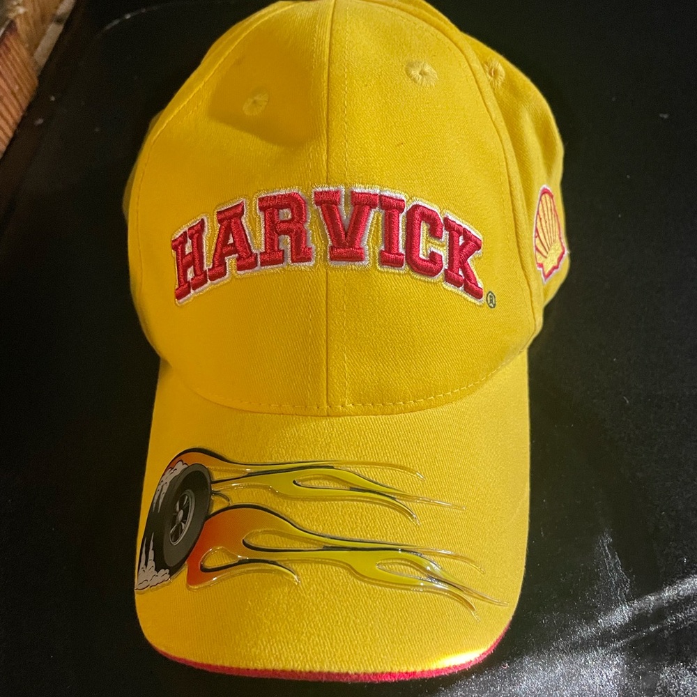 Harvick Yellow Racing Cap with Flame Detail